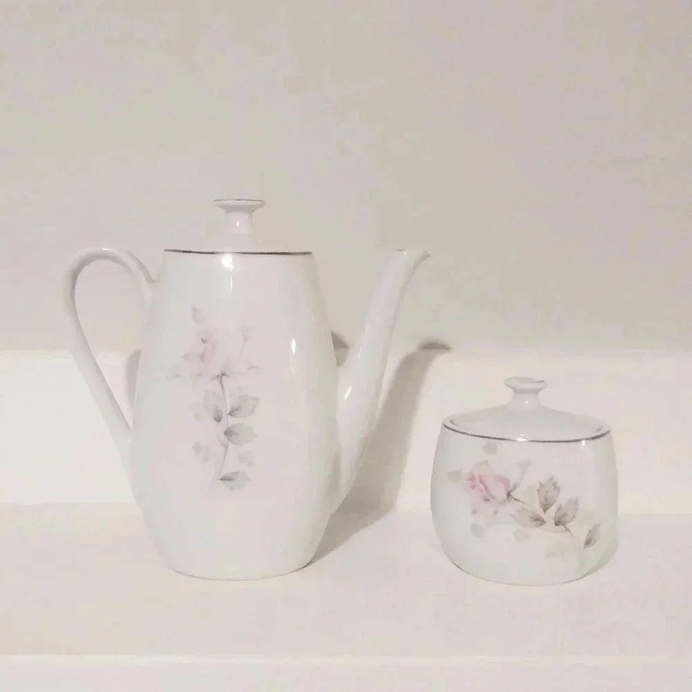 Mt. Xira Fine China Japan, Pink Rose‎ Tea Pot Set